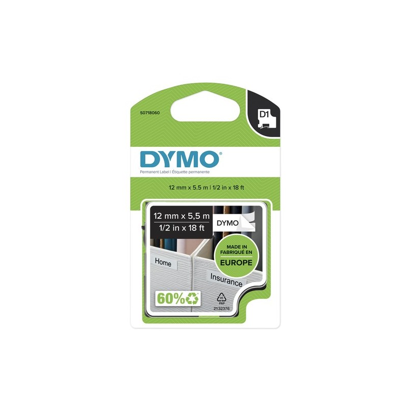 Dymo Étiquette S0718060 Noir sur Blanc