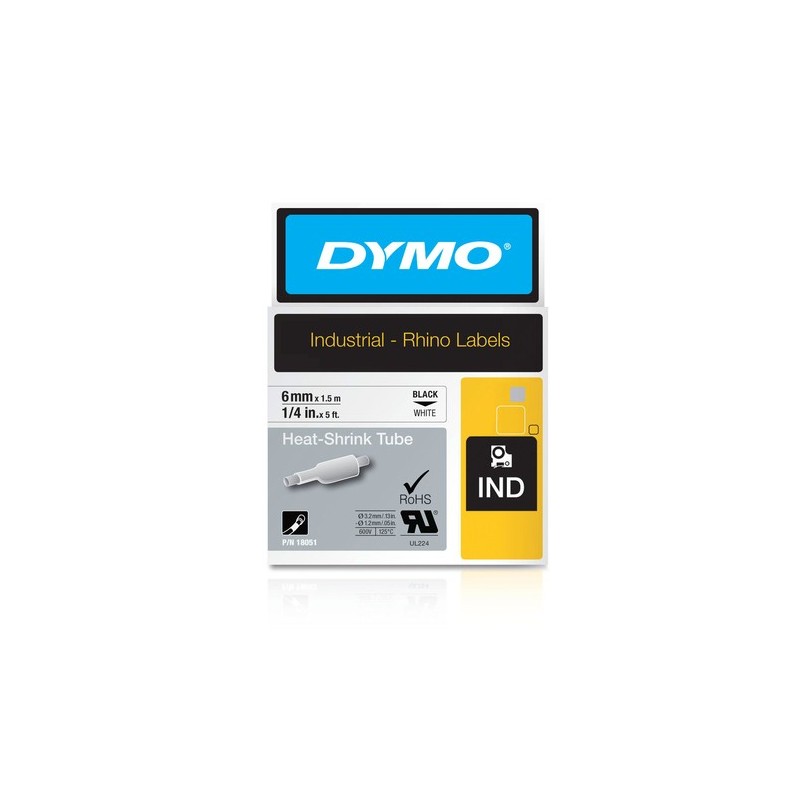 Dymo Gaine thermorétractable 18051 Noir sur Blanc