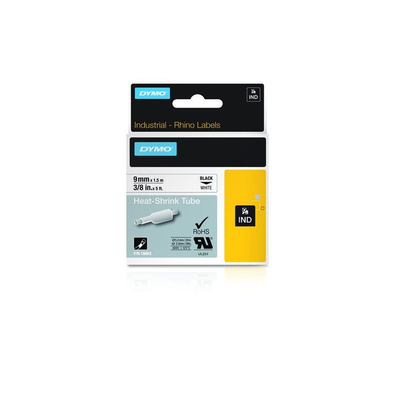 Dymo Gaine thermorétractable 18053 Rhino Industrial Noir sur Blanc