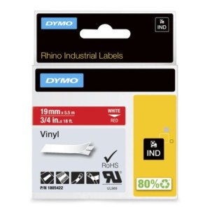 Dymo Ruban encreur 1805422 Rhino Industrial Vinyl XL Blanc sur rouge