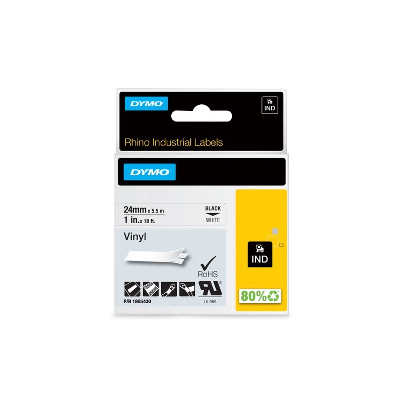 Dymo Ruban encreur 1805430 Rhino Industrial Vinyl XXL Noir sur Blanc