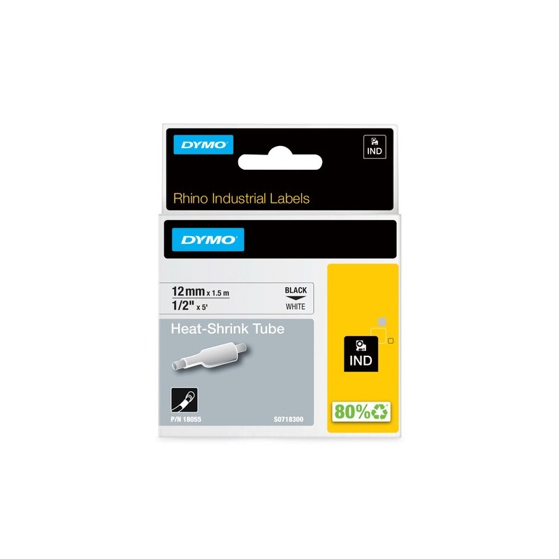 Dymo Gaine thermorétractable 18055 Noir sur Blanc