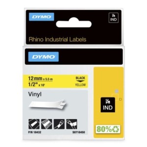 Dymo Ruban encreur 18432 Rhino Industrial Vinyl L Noir sur Jaune