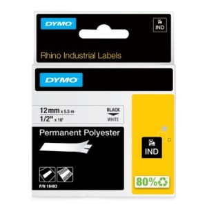 Dymo Ruban encreur 18483 Rhino Industrial Polyester L Noir sur Blanc