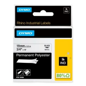 Dymo Ruban encreur 18484 Rhino Industrial Polyester XL Noir sur Blanc