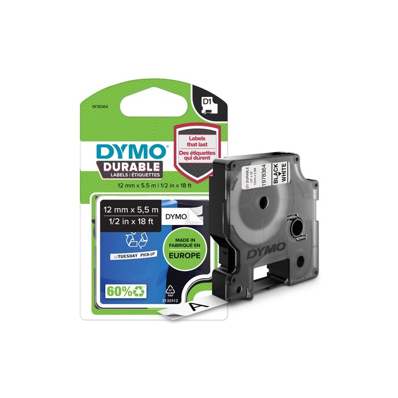 Dymo Étiquette 1978364 Noir sur Blanc