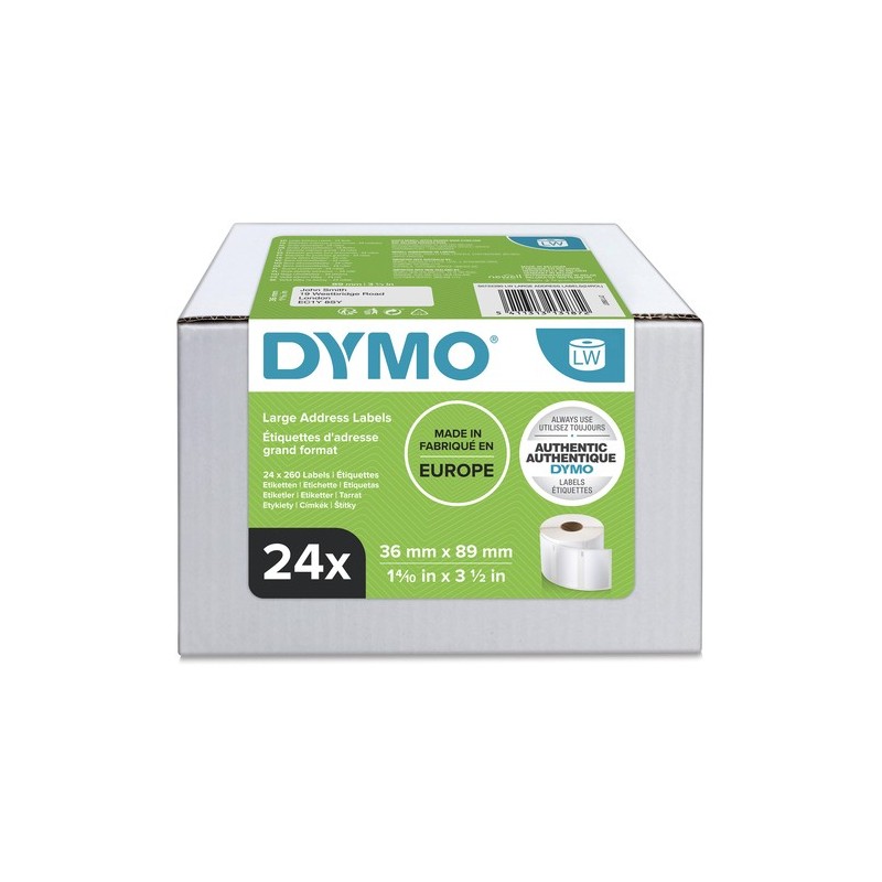 Dymo Étiquette S0722390 13187 24-Pack Blanc