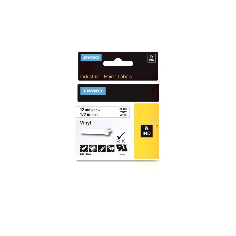 Dymo Ruban encreur 18444 Rhino Industrial Vinyl L Noir sur Blanc
