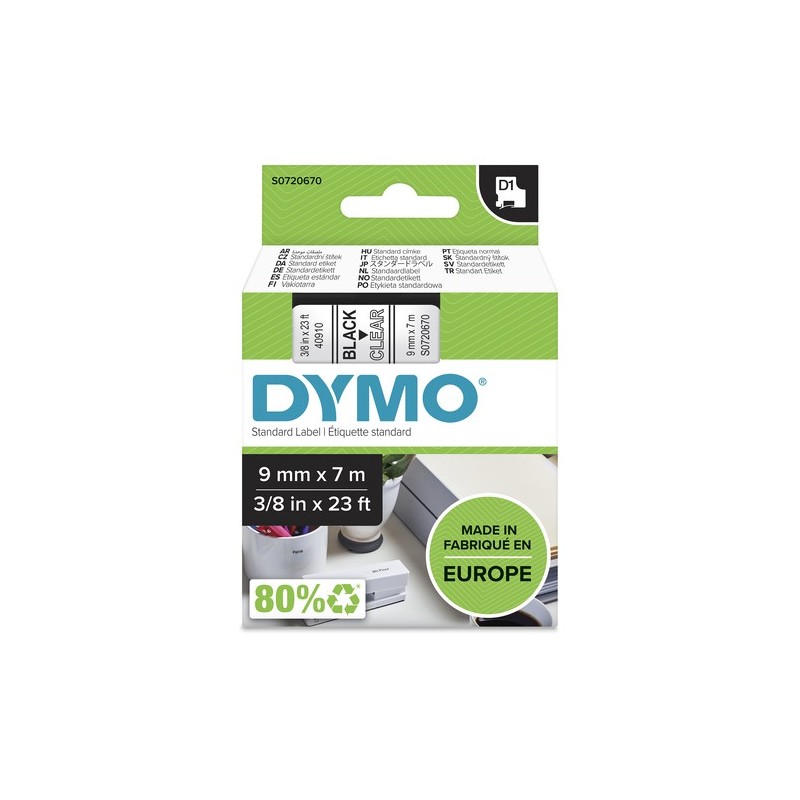 Dymo Ruban encreur S0720670 40910 Noir sur transparent