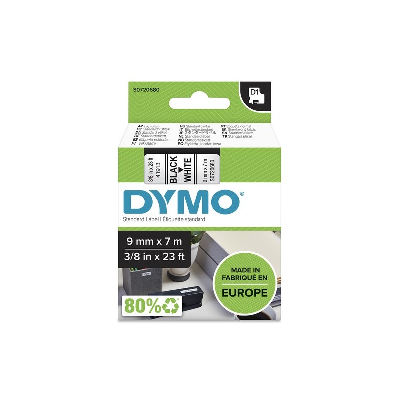 Dymo Ruban encreur S0720680 41913 Noir sur Blanc