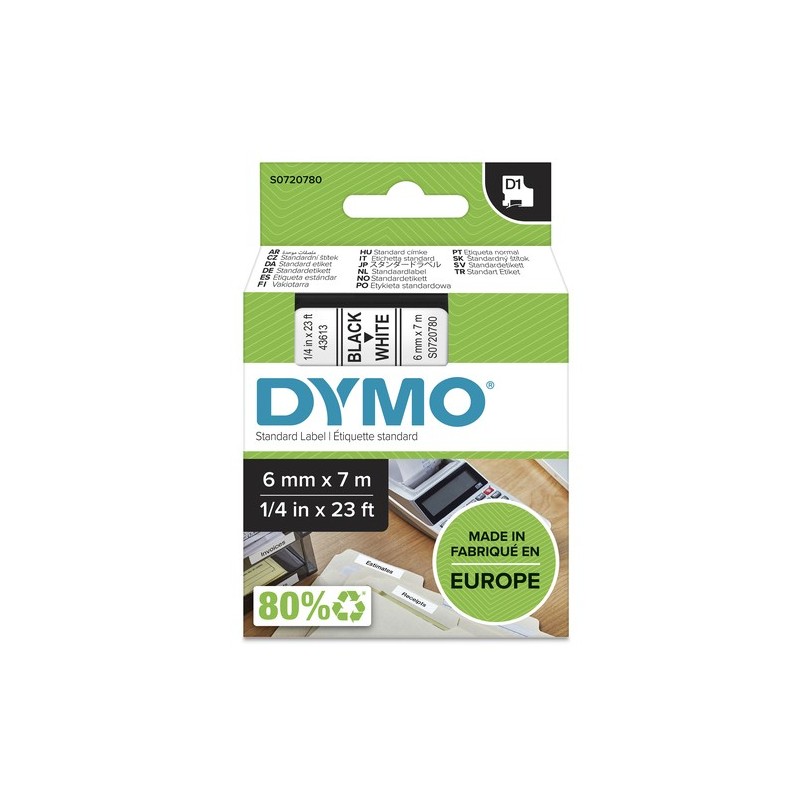 Dymo Ruban encreur S0720780 43613 Noir sur Blanc