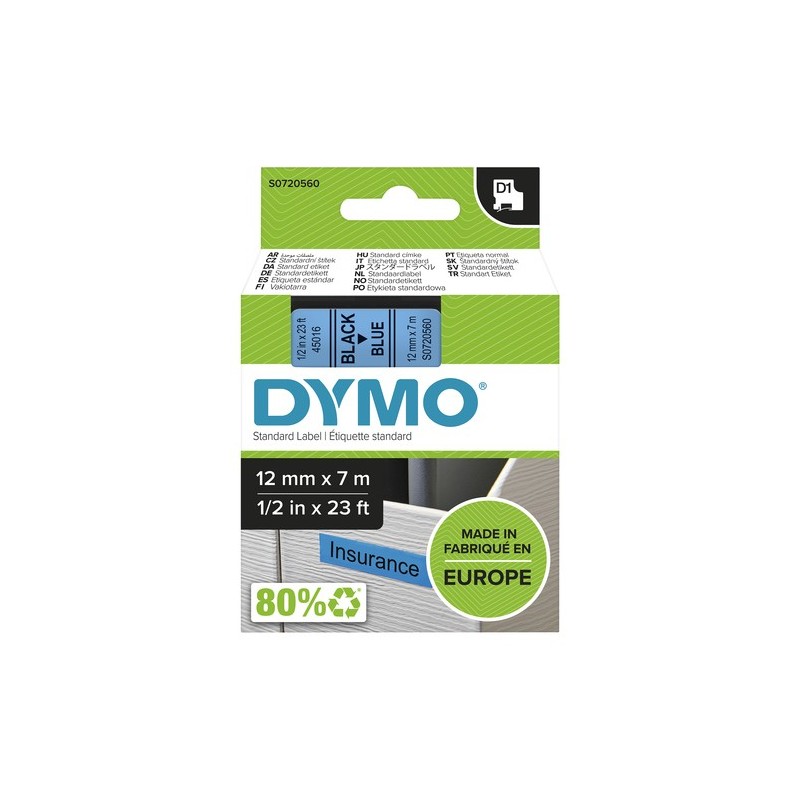 Dymo Ruban encreur S0720560 45016 Noir sur Bleu