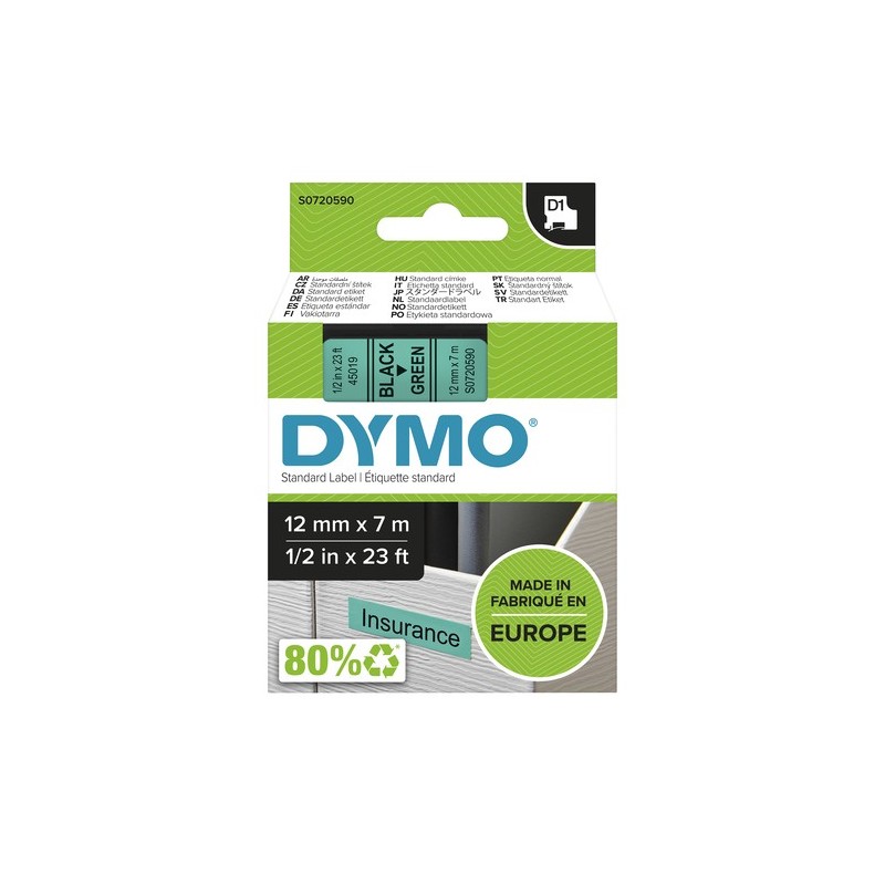 Dymo Ruban encreur S0720590 45019 Noir sur vert