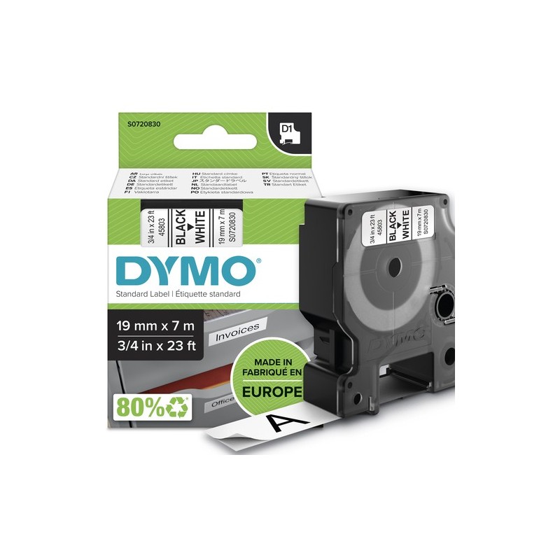 Dymo Ruban encreur S0720830 45803 Noir sur Blanc