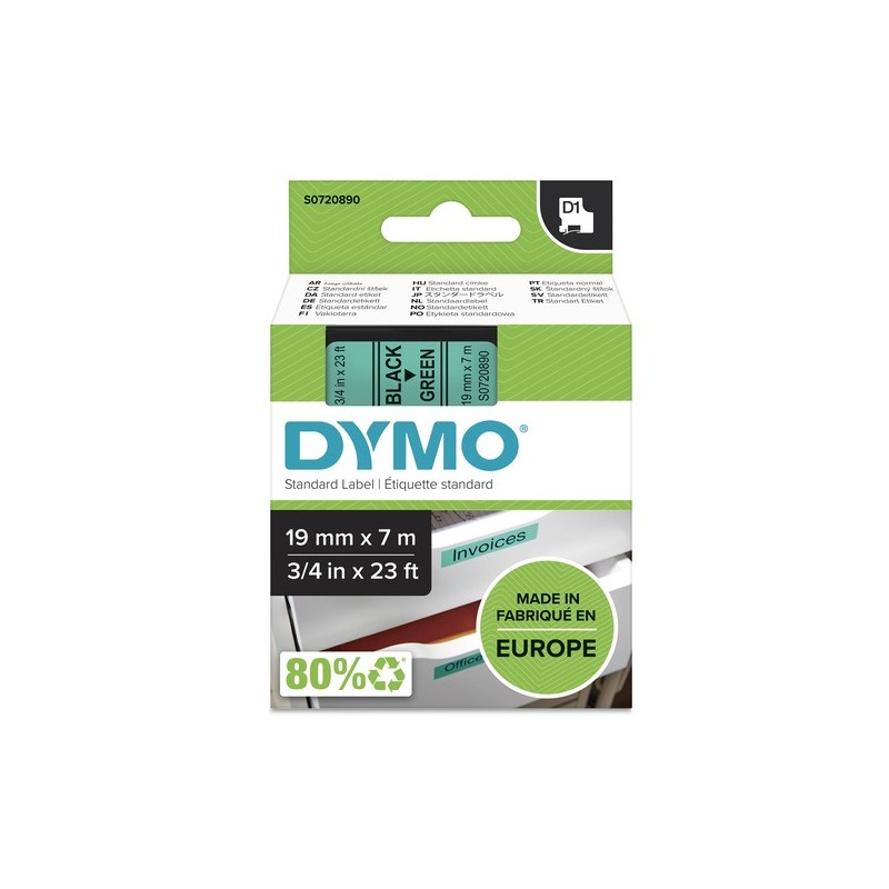 Dymo Ruban encreur S0720890 45809 Noir sur vert