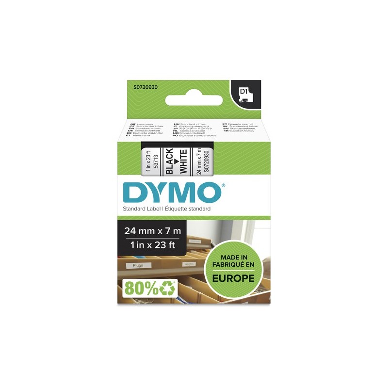 Dymo Ruban encreur S0720930 53713 Noir sur Blanc