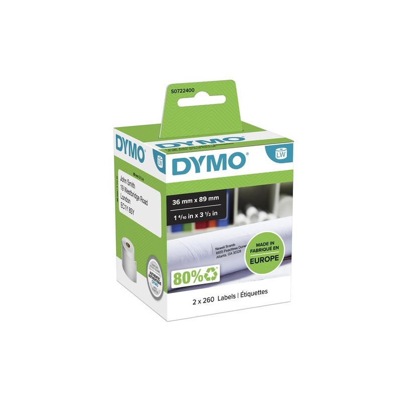 Dymo Étiquette S0722400 99012 Double pack Blanc
