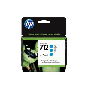 HP Encre 3ED77A 712 3-Pack Cyan