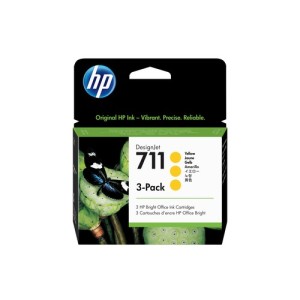 HP Encre CZ136A 711 3-Pack Jaune