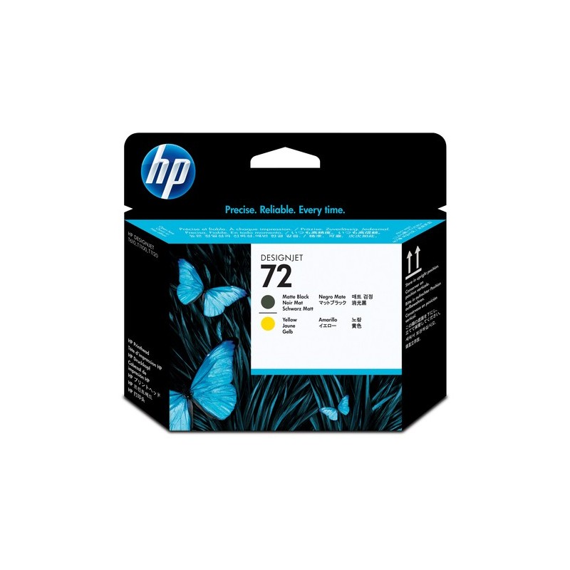 HP Tête d'impression C9384A / 72 Mat Noir, Jaune