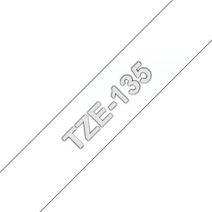 Brother Ruban encreur TZE135 TZE-135 Blanc sur transparent
