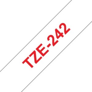 Brother Ruban encreur TZE242 TZE-242 rouge sur Blanc