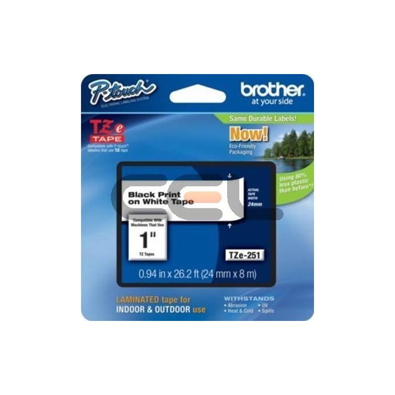 Brother Ruban encreur TZE251CIV TZE-251CIV 20-Pack Noir sur Blanc