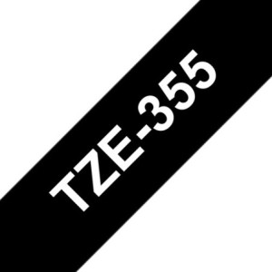 Brother Ruban encreur TZE355 TZE-355 Blanc sur Noir