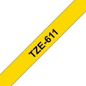 Brother Ruban encreur TZE611 TZE-611 Noir sur Jaune