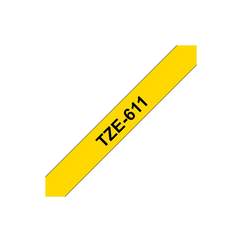 Brother Ruban encreur TZE611 TZE-611 Noir sur Jaune