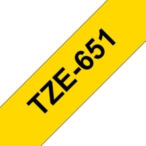 Brother Ruban encreur TZE651 TZE-651 Noir sur Jaune