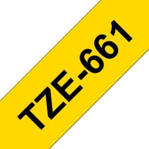 Brother Ruban encreur TZE661 TZE-661 Noir sur Jaune