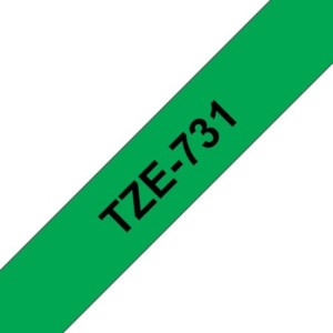 Brother Ruban encreur TZE731 TZE-731 Noir sur vert