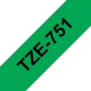 Brother Ruban encreur TZE751 TZE-751 Noir sur vert