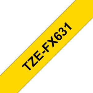 Brother Ruban encreur TZEFX631 TZE-FX631 Noir sur Jaune