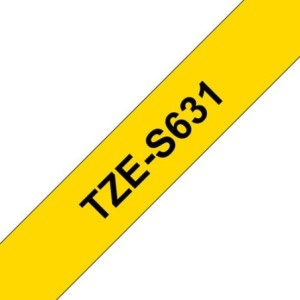 Brother Ruban encreur TZES631 TZE-S631 Noir sur Jaune